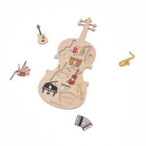 Musikinstrumente-Puzzle aus Holz