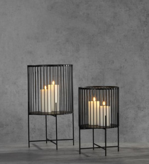 Windlicht Manos 2er-Set, schwarz von Kaheku
