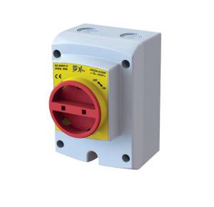 Xtra Reparatur-/Trenn- und Wartungsschalter 4-polig mit separater Rückplatte mit Libelle zur einfachen Montage für Klimaanlagen und Wärmepumpen