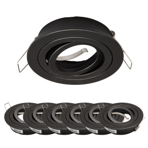 6x Einbaurahmen GU10 SET Mattschwarz 648-MB Ø75 mm IP20