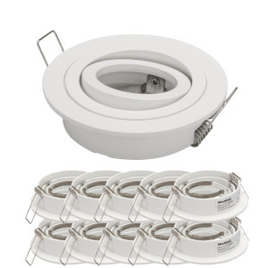 10x Einbaurahmen Mattweiß 648-MA Ø75 mm für Leuchtmittel GU10 | MR1