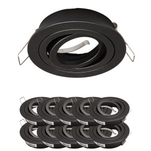 10x Einbaurahmen Mattschwarz 648-MB Ø75 mm für Leuchtmittel GU10 | M