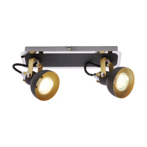 Deckenleuchte MARIO GU10 2-flammig, Edelstahl, Schwarz, 156x280x80 mm