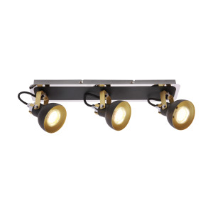 Deckenleuchte MARIO GU10 3-flammig, Edelstahl, Schwarz, 156x430x80 mm