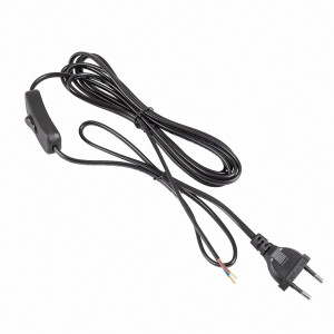 Netzkabel 3 m Eurostecker + Schalter S60 300 SW C7 schwarz offenes End
