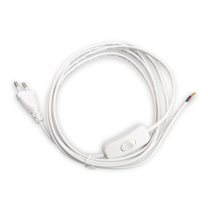 Netzkabel 3 m Eurostecker + Schalter S60 300 WS C7 weiß offenes Ende