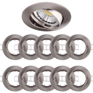 10x Einbaurahmen Nickel satiniert 808S Ø75 mm für GU10/MR16, schwenk