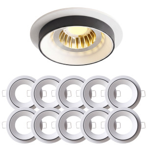 10x Einbaurahmen Mattes Weiß 919W Ø65 mm für GU10 Leuchtmittel, run