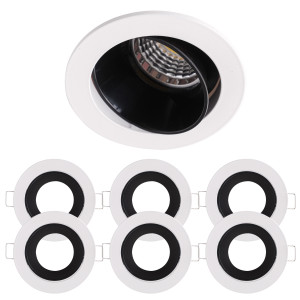 6x Einbaurahmen Mattes Weiß 677W aus Alu-Druckguss Ø68 mm für MR16,