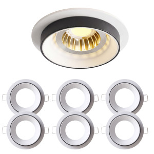 6x Einbaurahmen Mattes Weiß 919W Ø65 mm für MR16, rund, IP20, B 92