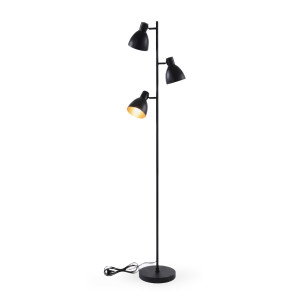 Bowl Stehleuchte 3 flammig E27 Schwarz Gold Metall, inkl. 3x 6W LED Le