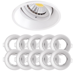 10x Einbaurahmen Mattes Weiß 827W Ø75 mm für Leuchtmittel GU10 | MR