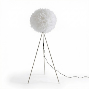 Stehleuchte Federkugel Ø40cm – Elegante Entenfeder-Stehlampe WEISS