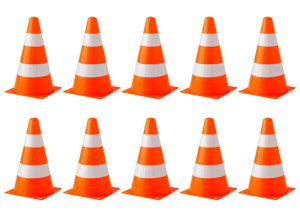 Conjunto de 10 cones de trânsito (cones de aviso) - Altura: 23 cm