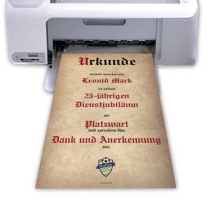 Certificat (A4, carton) - Football 1