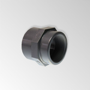 PVC Übergangsmuffe, Klebemuffe – Innengewinde, PN10, grau d50 - 11/2"