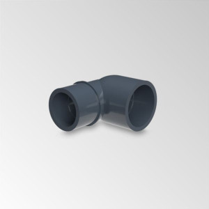 PVC Reduzierwinkel 90° Klebemuffe / Klebestutzen, grau, PN10 d63-63/50