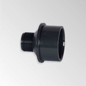 PVC Übergangs-Muffennippel, Klebemuffe / Außengewinde, PN16, grau d63/75 - 11/2"