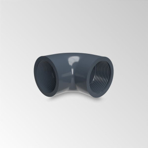 PVC Winkel 90°, grau, Ø 63mm, 2 x Innengewinde 2"
