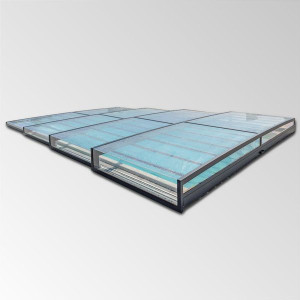 conZero SuperFlat Poolüberdachung -  Polycarbonatverglasung volltransparent - für conZero Rechteck-und Ovalbecken - modernes flaches Design