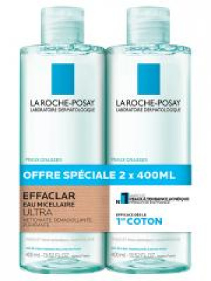 La Roche-Posay Effaclar Eau Micellaire Ultra Peaux Grasses Lot 2 x 400 ml - Lot 2 x 400 ml