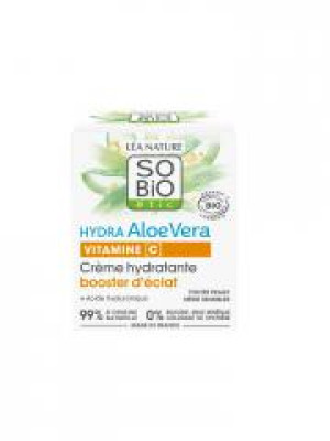 Léa Nature SO BIO étic Hydra Aloe Vera Vitamine C Crème Hydratante Booster d'Éclat 50 ml - Pot 50 ml