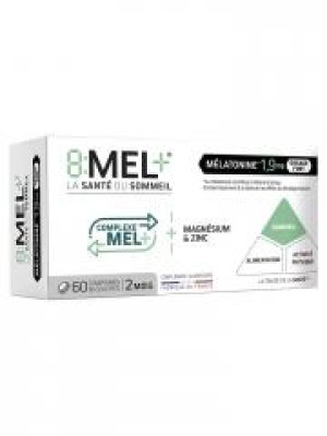 8Mel+ Mélatonine 1,9 mg 60 Comprimés Bi-Couches - Boîte 60 comprimés bi-couches