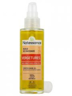 Natessance Huile de Massage Vergetures 100 ml - Flacon-Pompe 100 ml