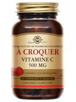 Solgar Vitamine C 500 Goût Framboise/Cranberry 90 Comprimés à Croquer - Flacon 90 comprimés