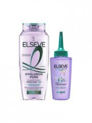 L'Oréal Paris Elseve Hyaluron Pure Shampoing Purifiant 72H 250 ml + Elseve Hyaluron Pure Sérum Purifiant Complexe Exfoliant 102 ml - Lot 2 produits
