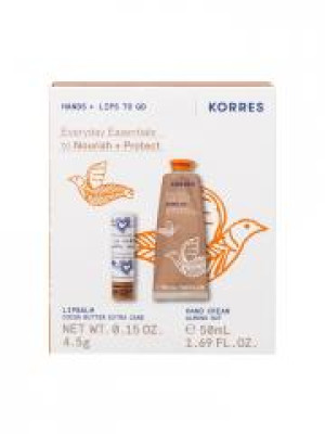 Crème Mains Hydratante Almond Nut 50 ml + Korres Stick à Lèvres Teinté Beurre de Cacao 4,5 g - Coffret 2 produits