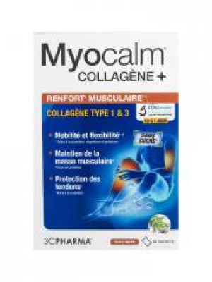 3C Pharma Myocalm Collagène + Renfort Musculaire 30 Sachets 360 g - Boîte 30 sachets de 12 g