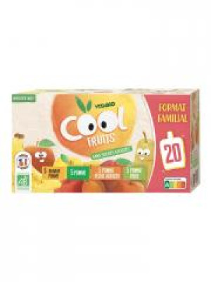 Vitabio Cool Fruits Multiparfums 4 Recettes Bio 20 Gourdes de 90 g - Boîte 20 x 90 g