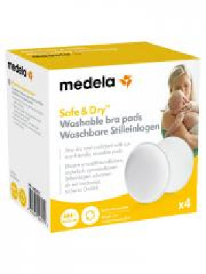Medela Safe & Dry 4 Coussinets d'Allaitement Lavables - Boîte 4 coussinets