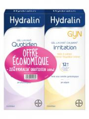 Hydralin Gyn Gel Lavant Calmant Irritation 200 ml + Gel Lavant Quotidien Equilibre Intime 200 ml -20% - Lot 2 x 200 ml