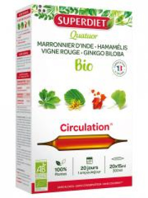 Superdiet Quatuor Circulation Bio 20 Ampoules - Boîte 20 ampoules de 15 ml
