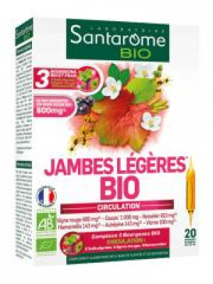 Santarome Bio Jambes Légères Bio 20 Ampoules - Boîte 20 ampoules de 10 ml
