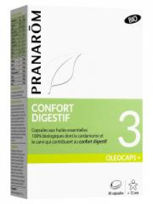 Pranarôm Oléocaps+ 3 Confort Digestif Bio 30 Capsules - Boîte 30 Capsules