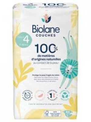 Biolane Couches Naturelles 44 Couches Taille 4 (7-18 Kg) - Paquet 44 couches