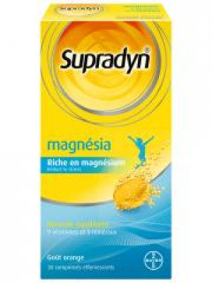 Supradyn Magnésia Vitamines et Minéraux Réduit le Stress 30 Comprimés Effervescents - Tube 30 Comprimés Effervescents