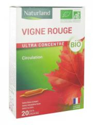 Naturland Circulation Vigne Rouge Bio 20 Ampoules Buvables de 10 ml - Boîte 20 Ampoules de 10 ml
