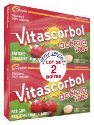 Vitascorbol Acérola 1000 Lot de 2 x 30 Comprimés à Croquer - Lot 2 x 30 comprimés