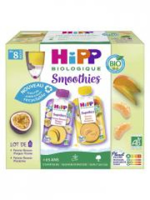 HiPP Fruits à Boire dès 8 Mois Bio 8 Gourdes de 90 ml - Boîte 8 gourdes de 90 ml