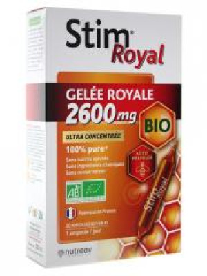 Nutreov Stim Royal Gelée Royale 2600 mg Bio 20 Ampoules - Boîte 20 ampoules de15 ml
