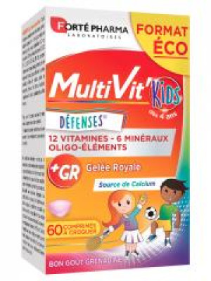 Forté Pharma MultiVit'Kids Défenses 60 Comprimés à Croquer - Boîte 60 comprimés à croquer