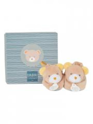 Doudou et Compagnie Maé l'Ours Chaussons 0-6 Mois - Boîte 1 paire de chaussons