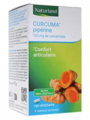 Naturland Curcuma Pipérine 150 Végécaps - Boîte 150 gélules