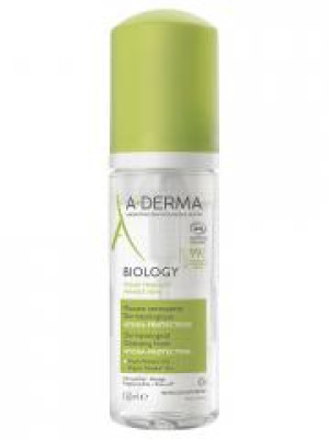 A-DERMA Biology Mousse Nettoyante Dermatologique Hydra-Protectrice Bio 150 ml - Flacon-Pompe 150 ml