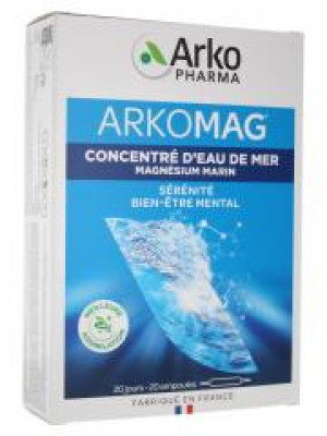 Arkopharma Arkomag Concentré d'Eau de Mer Magnésium Marin 20 Ampoules - Boîte 20 ampoules de 10 ml