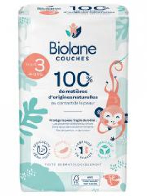Biolane Couches Naturelles 52 Couches Taille 3 (4-9 Kg) - Paquet 52 couches